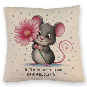 Maus mit Blume Kissen - wundervoller Tag