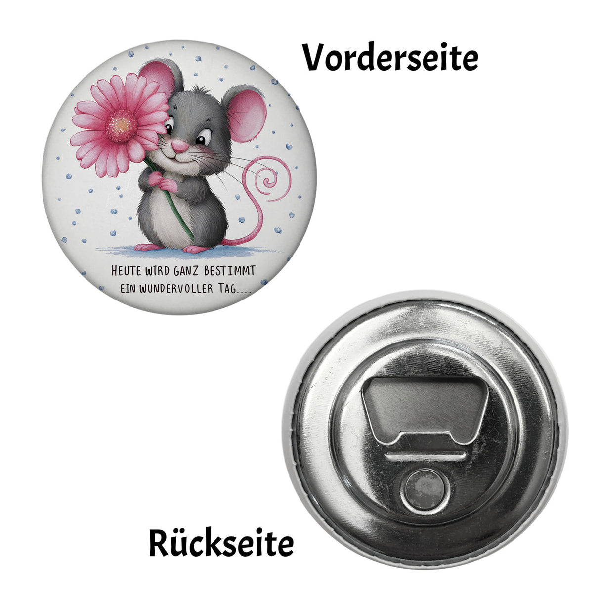 Maus mit Blume Magnet - wundervoller Tag