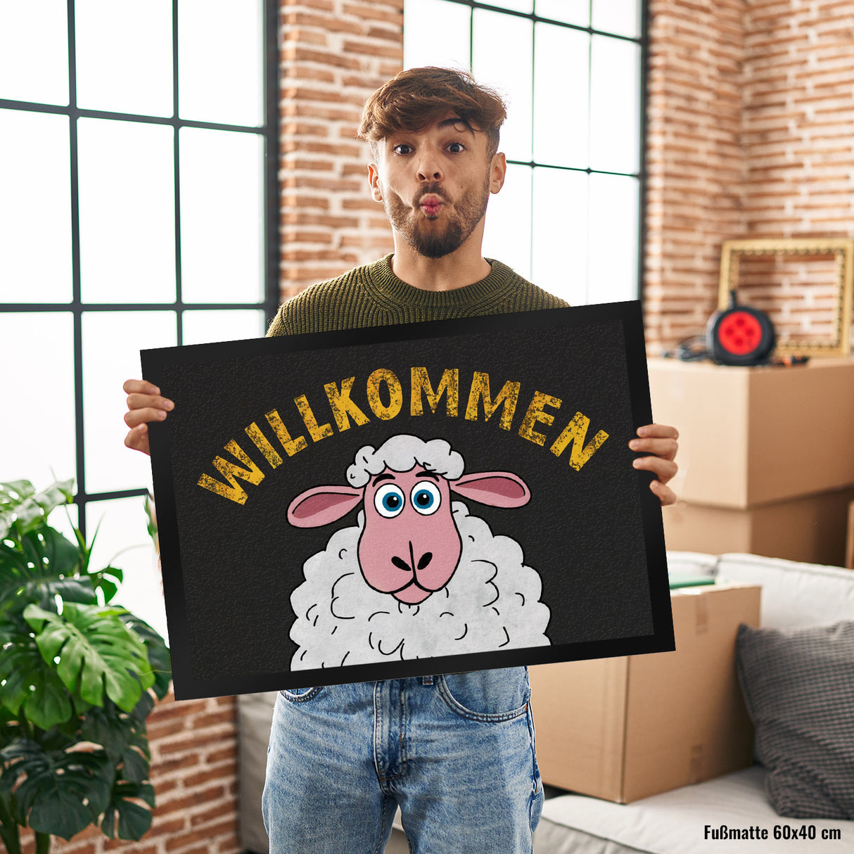 Willkommen Cartoon Schaf Fussmatte für Haustür