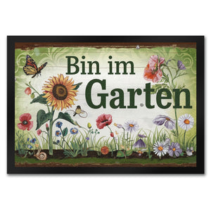 Bin im Garten Schmetterling und Blumen Fußmatte in 35x50 cm