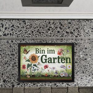 Bin im Garten Schmetterling und Blumen Fußmatte in 35x50 cm