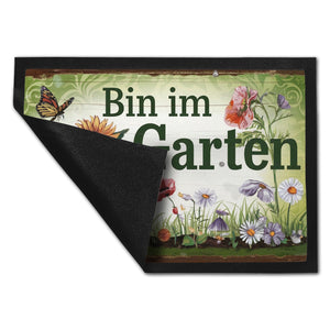 Bin im Garten Schmetterling und Blumen Fußmatte in 35x50 cm