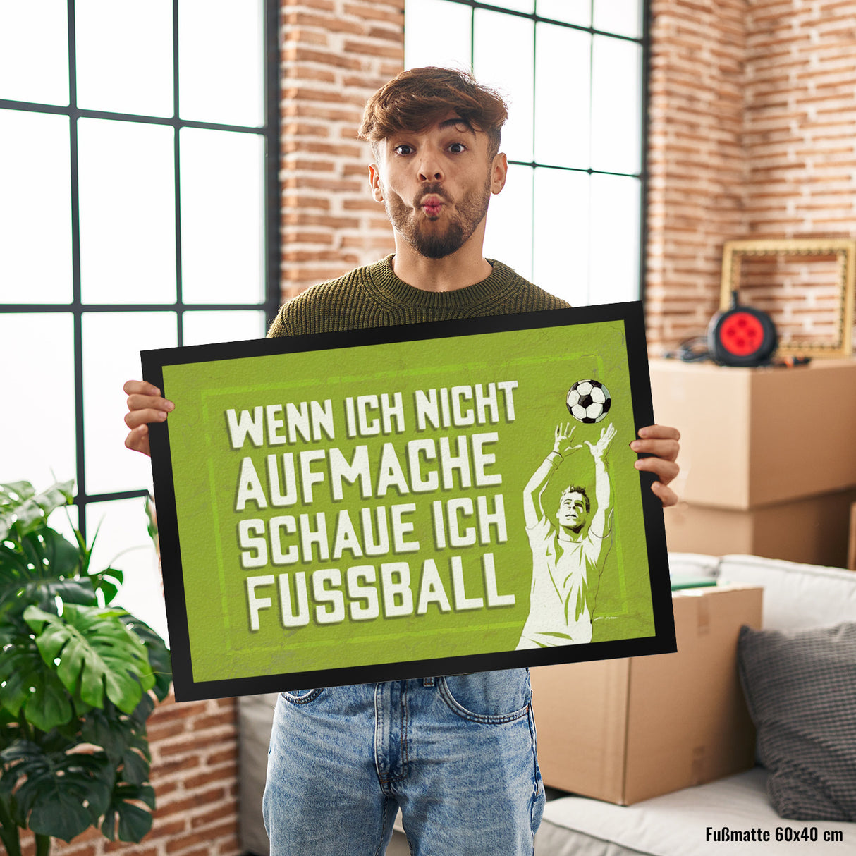 WENN ICH NICHT AUFMACHE SCHAUE ICH FUSSBALL Fußmatte in 35x50 cm