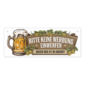 Bitte keine Werbung einwerfen Metallschild für Biertrinker