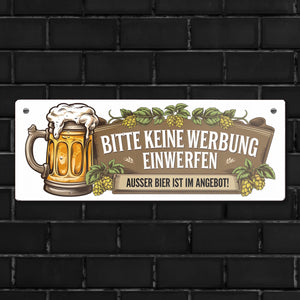 Bitte keine Werbung einwerfen Metallschild für Biertrinker