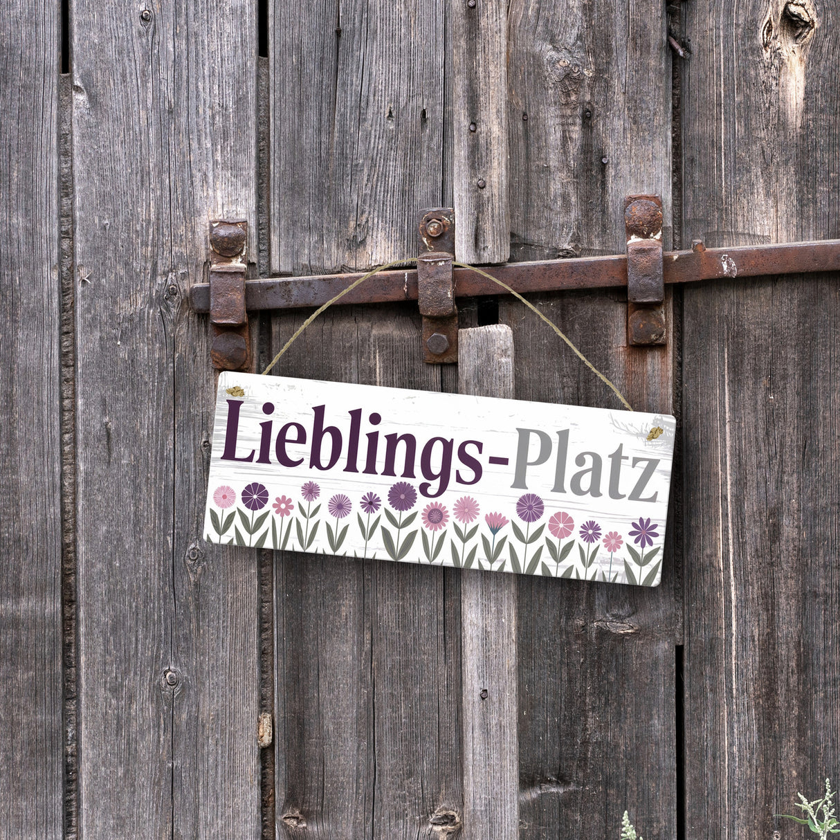 Lieblings-Platz Metallschild mit Blumen