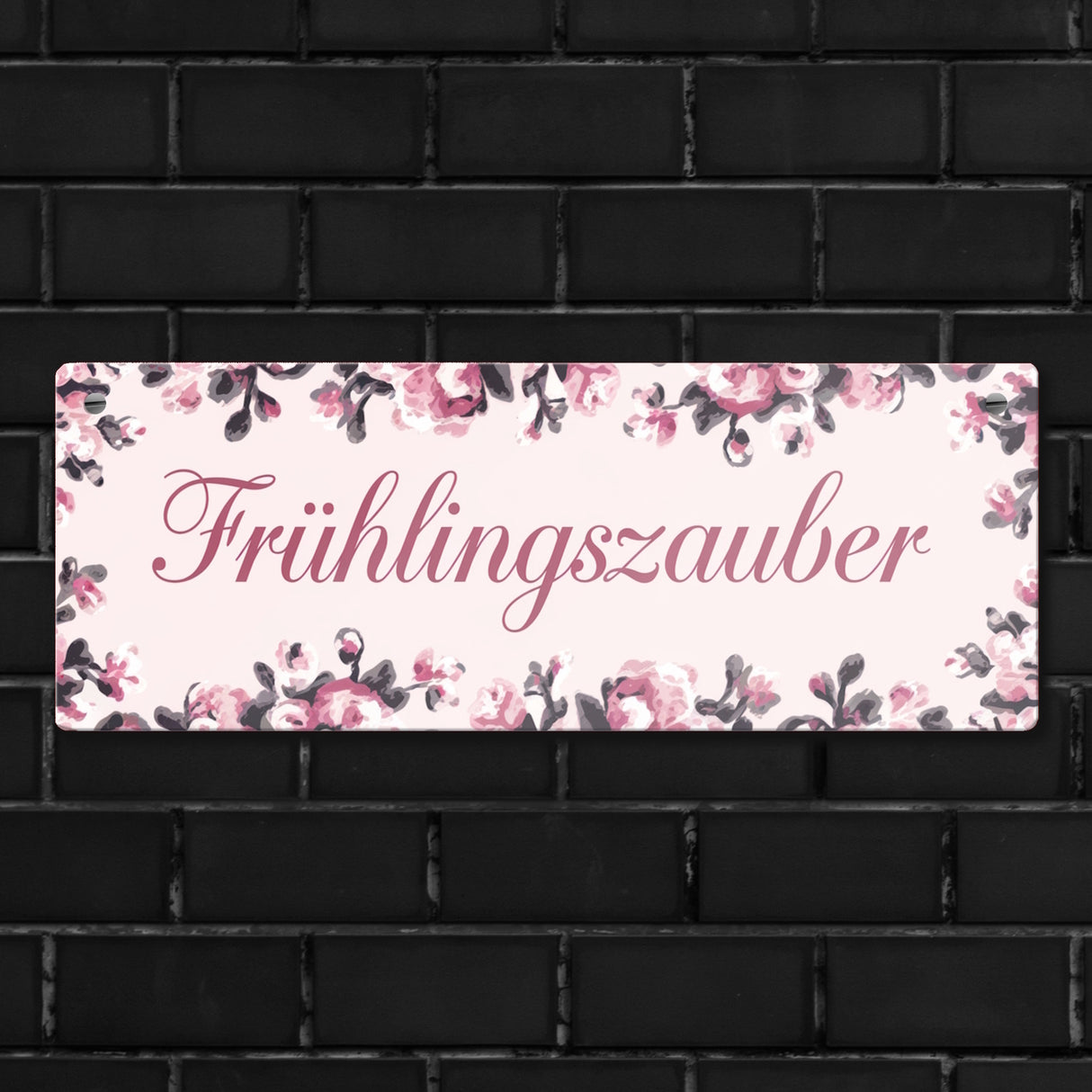 Frühlingszauber Rosa Blumen Metallschild