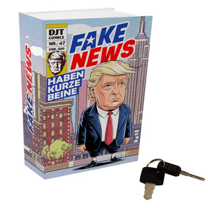 Fake News Booksafe mit Comicfigur