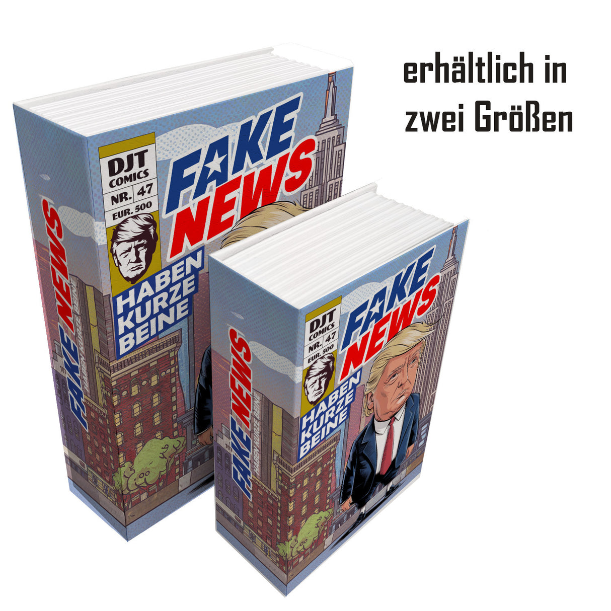 Fake News Booksafe mit Comicfigur