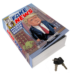 Fake News Booksafe mit Comicfigur