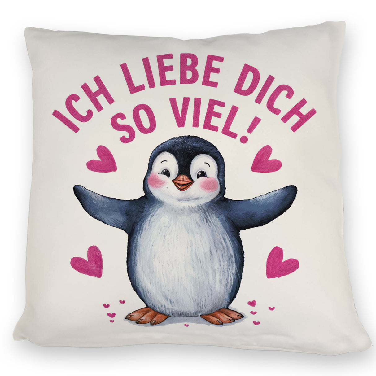 Pinguin ICH LIEBE DICH Kissen für Tierfreunde