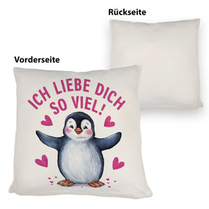 Pinguin ICH LIEBE DICH Kissen für Tierfreunde