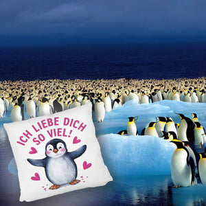 Pinguin ICH LIEBE DICH Kissen für Tierfreunde