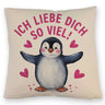 Pinguin ICH LIEBE DICH Kissen für Tierfreunde