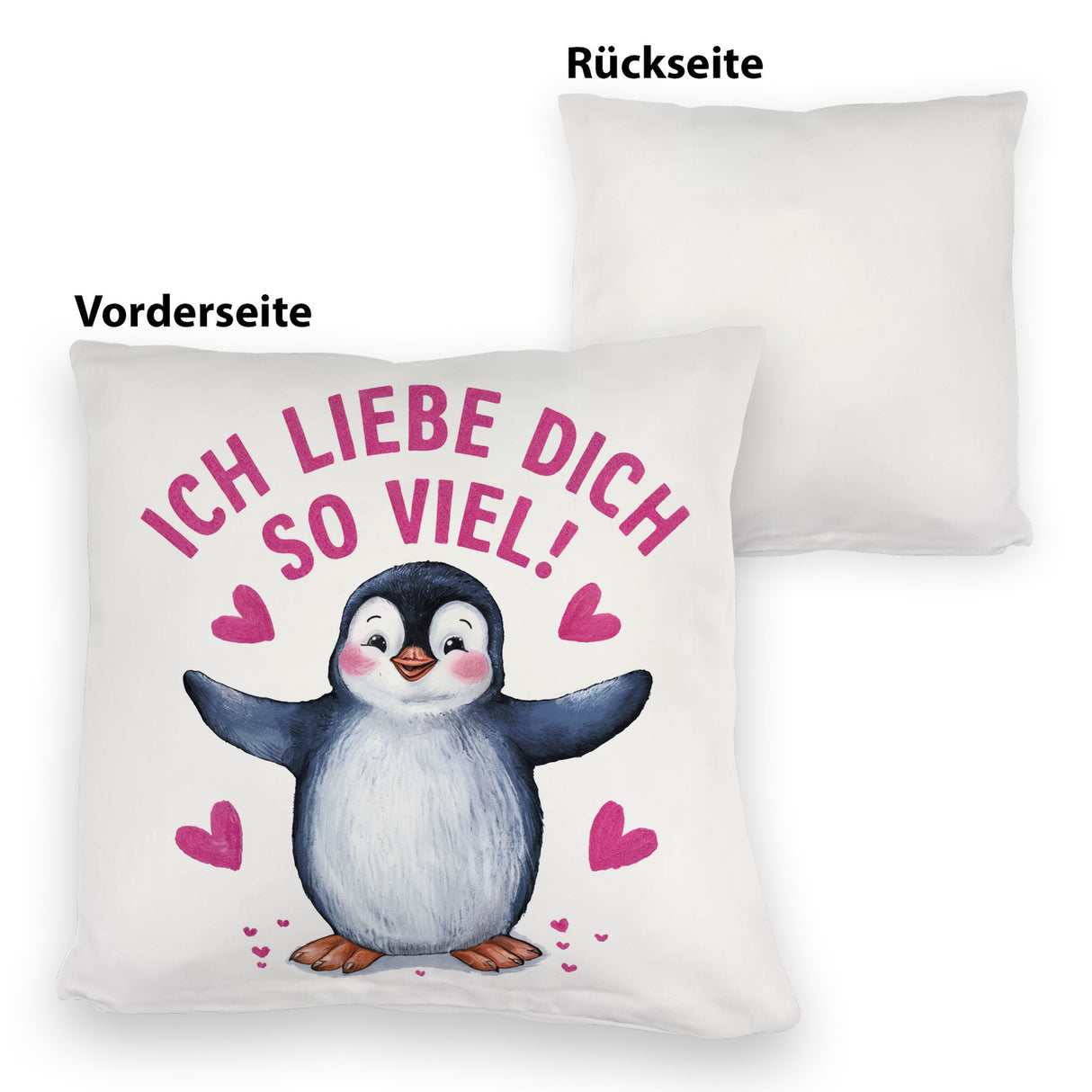 Pinguin ICH LIEBE DICH Kissen für Tierfreunde