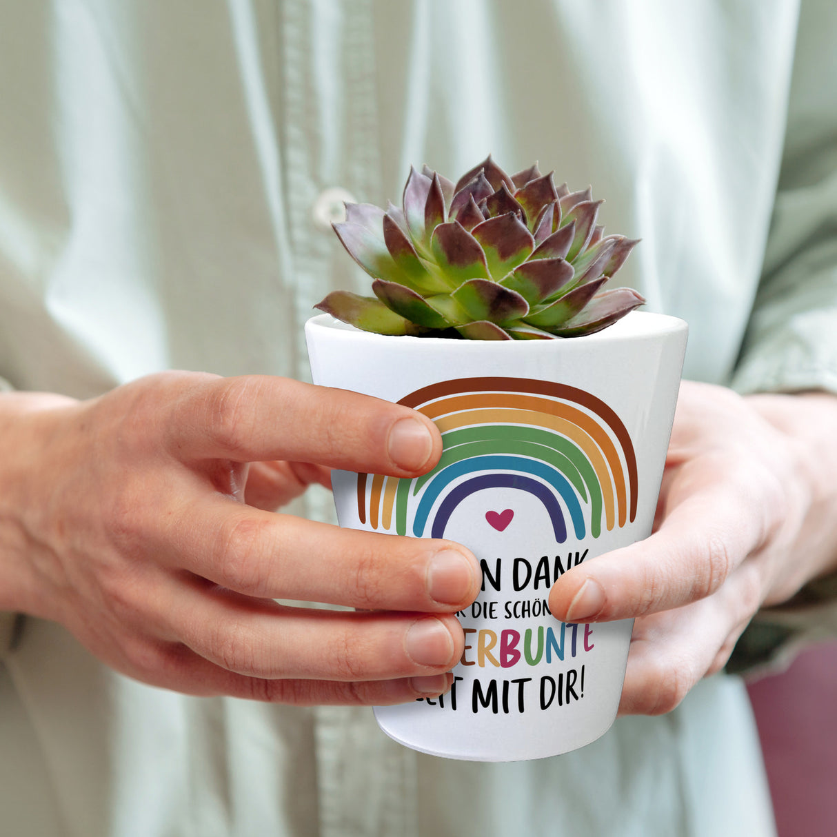 Vielen Dank für die kunterbunte Zeit Blumentopf mit Regenbogen