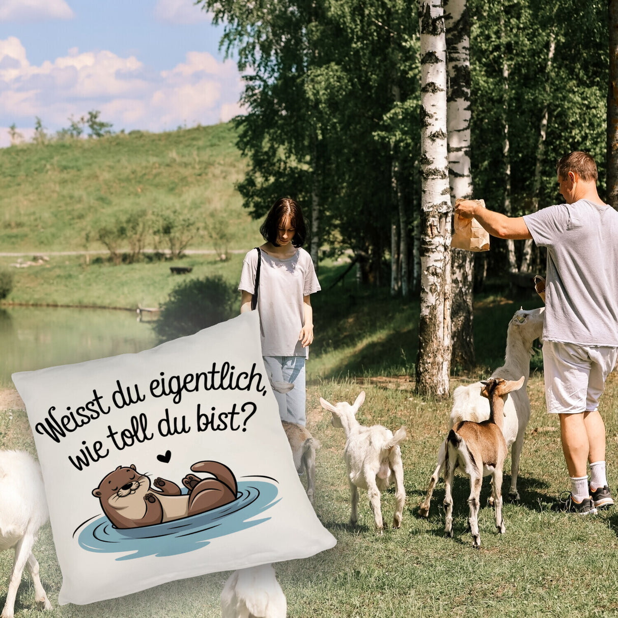 Weisst du eigentlich, wie toll du bist? Kissen mit Otter