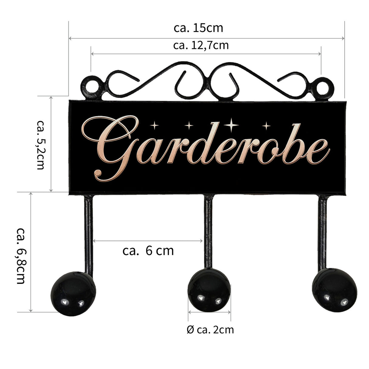 Garderobe mit Sternen Kleiderhaken Leiste mit 3 Haken