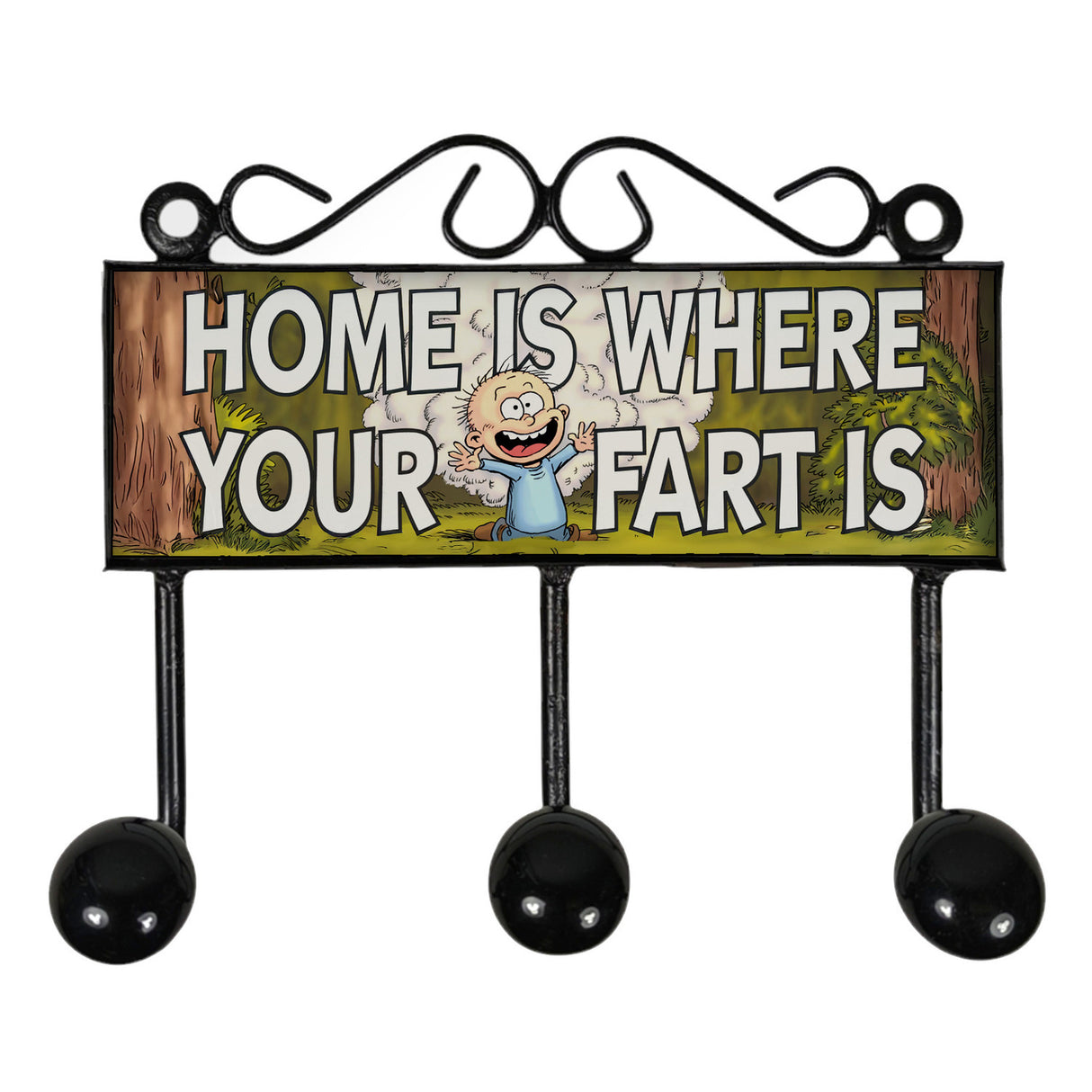 Home is where your fart is Kleiderhaken Leiste mit 3 Haken