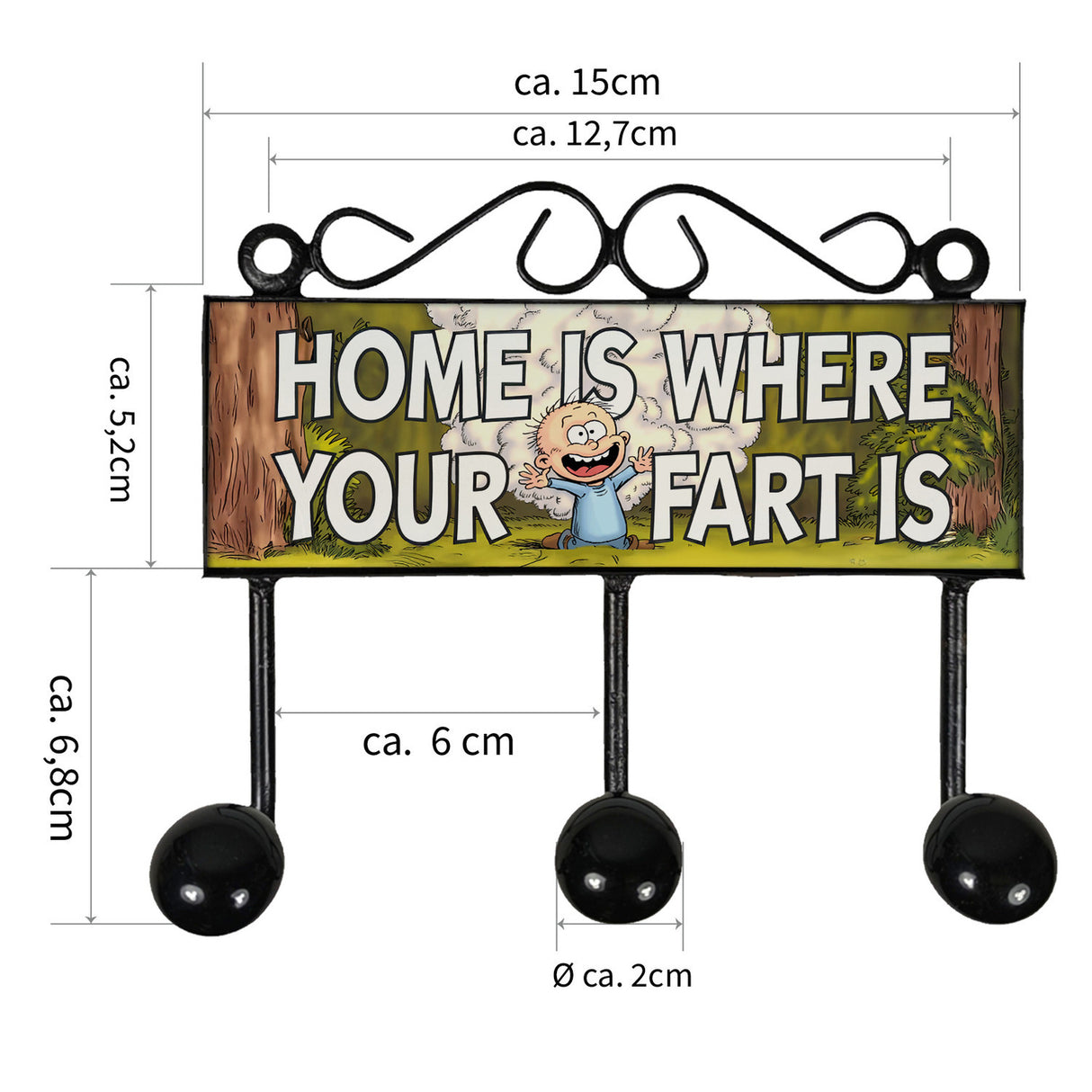 Home is where your fart is Kleiderhaken Leiste mit 3 Haken