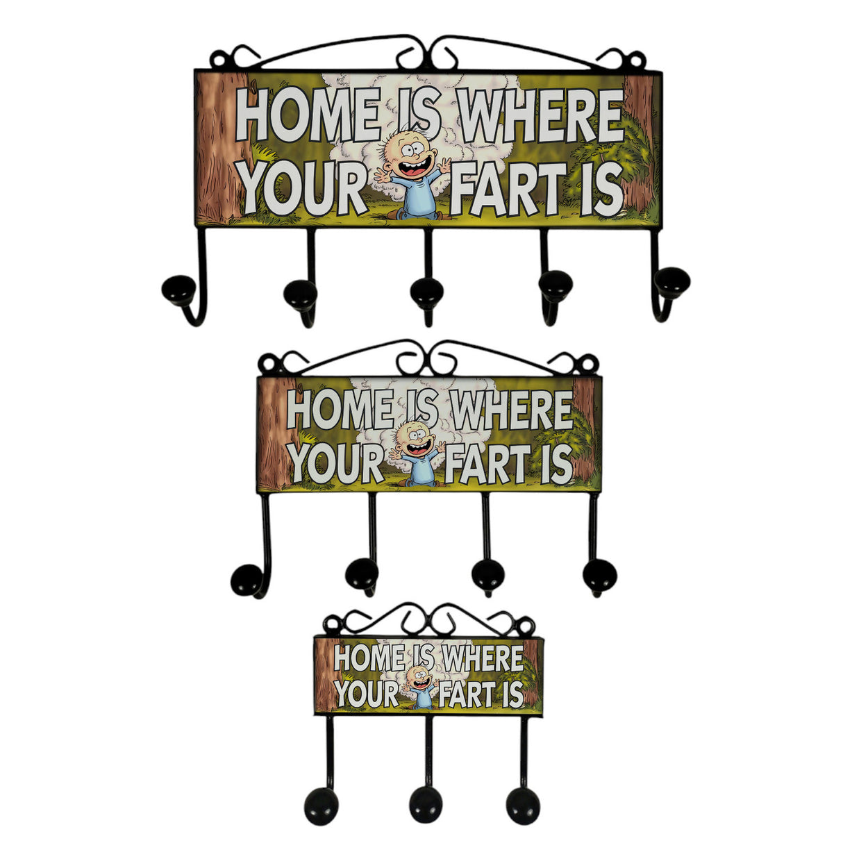 Home is where your fart is Kleiderhaken Leiste mit 3 Haken