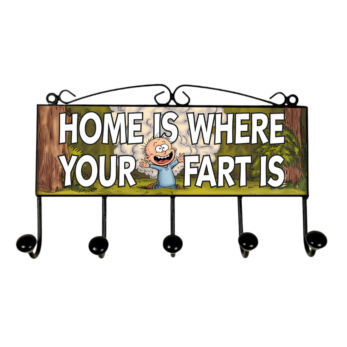 Home is where your fart is Kleiderhaken Leiste mit 3 Haken