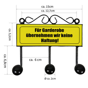 Keine Haftung für Garderobe Kleiderhaken Leiste mit 3 Haken