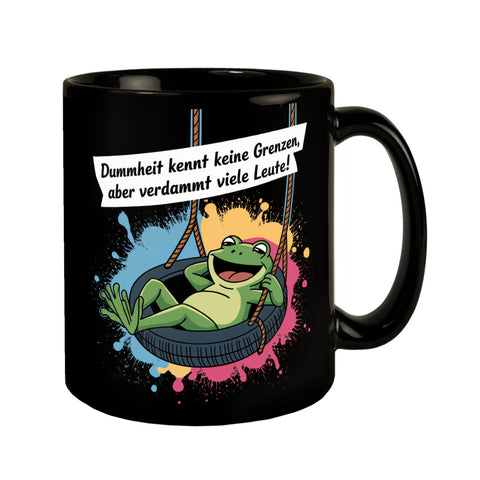 Grüner Frosch Tasse - Dummheit kennt viele Leute