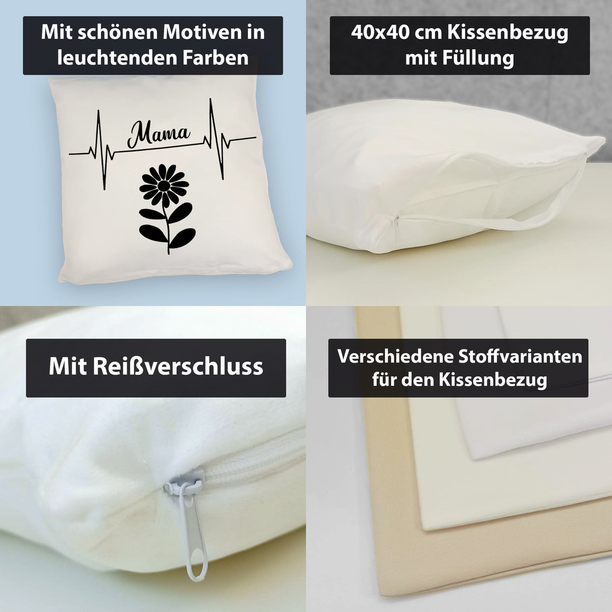 Mama Herzschlag mit Blume Kissen für Mütter