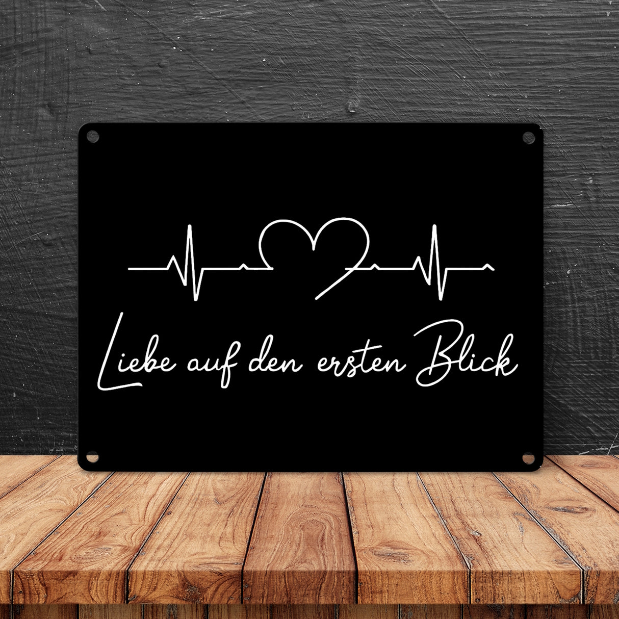 Liebe auf den ersten Blick EKG Herz Metallschild in 15x20 cm