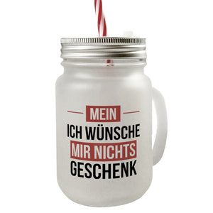 Mein ICH WÜNSCHE MIR NICHTS Trinkglas mit Bambusdeckel