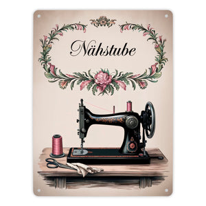 Vintage Nähmaschine Nähstube Souvenir Metallschild in 15x20 cm