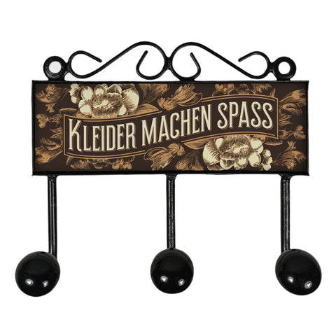 KLEIDER MACHEN SPASS Kleiderhaken Leiste mit 3 Haken Florale Vintage Blumen