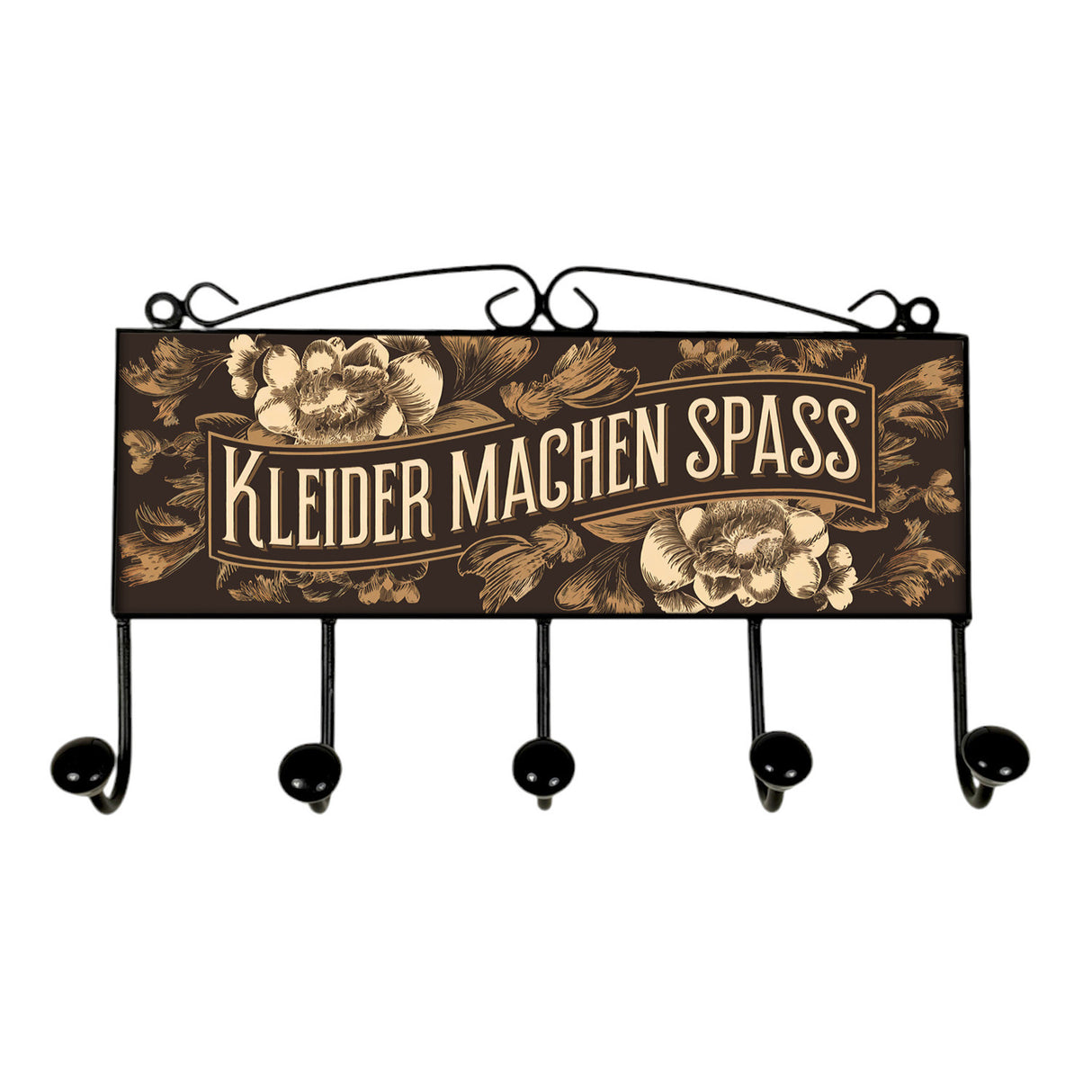 KLEIDER MACHEN SPASS Kleiderhaken Leiste mit 3 Haken Florale Vintage Blumen