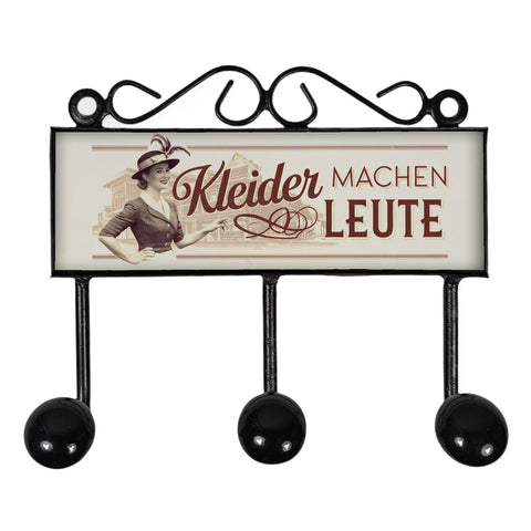 Kleider machen Leute Kleiderhaken Leiste mit 3 Haken Retro