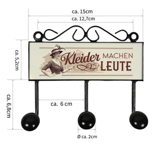 Kleider machen Leute Kleiderhaken Leiste mit 3 Haken Retro