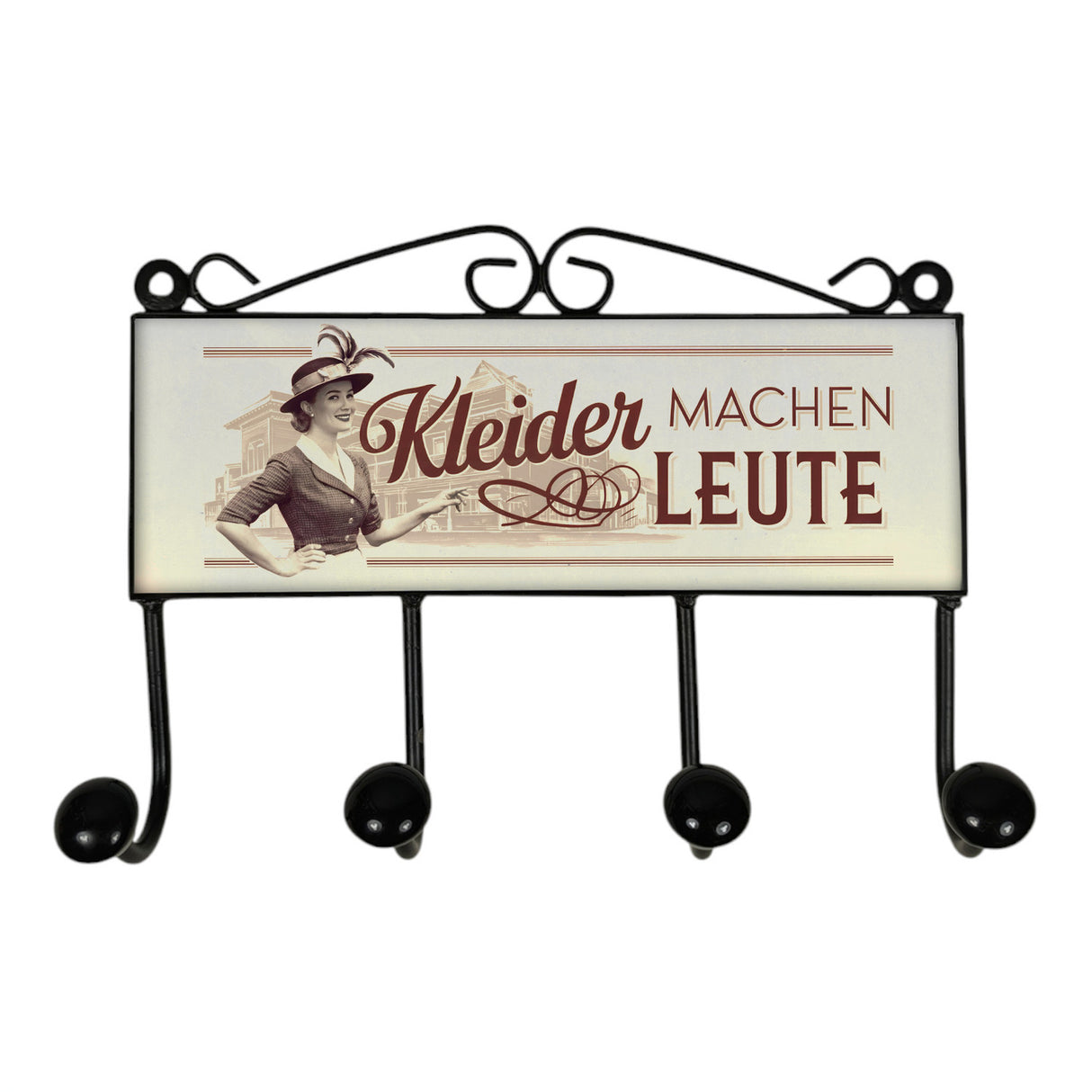 Kleider machen Leute Kleiderhaken Leiste mit 3 Haken Retro