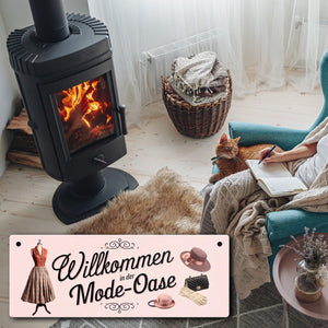 Willkommen in der Mode-Oase Metallschild Vintage