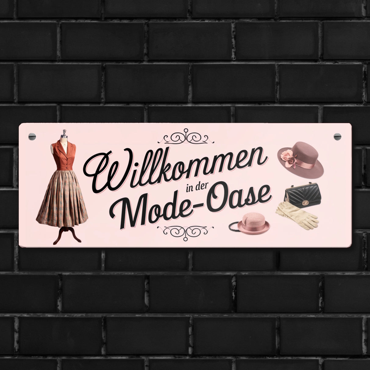 Willkommen in der Mode-Oase Metallschild Vintage