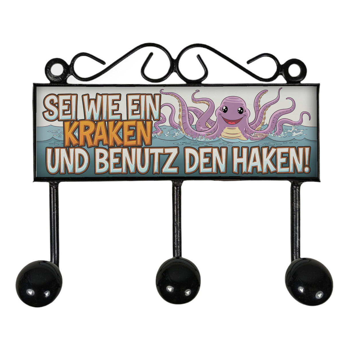 Sei wie ein Kraken und benutz den Haken! Kleiderhaken Leiste mit 3 Haken