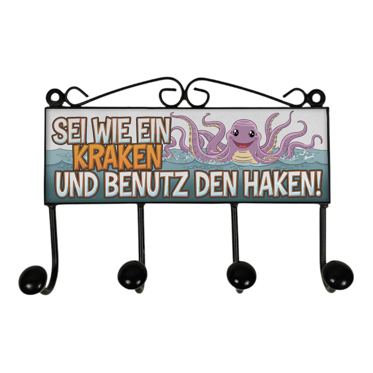 Sei wie ein Kraken und benutz den Haken! Kleiderhaken Leiste mit 3 Haken