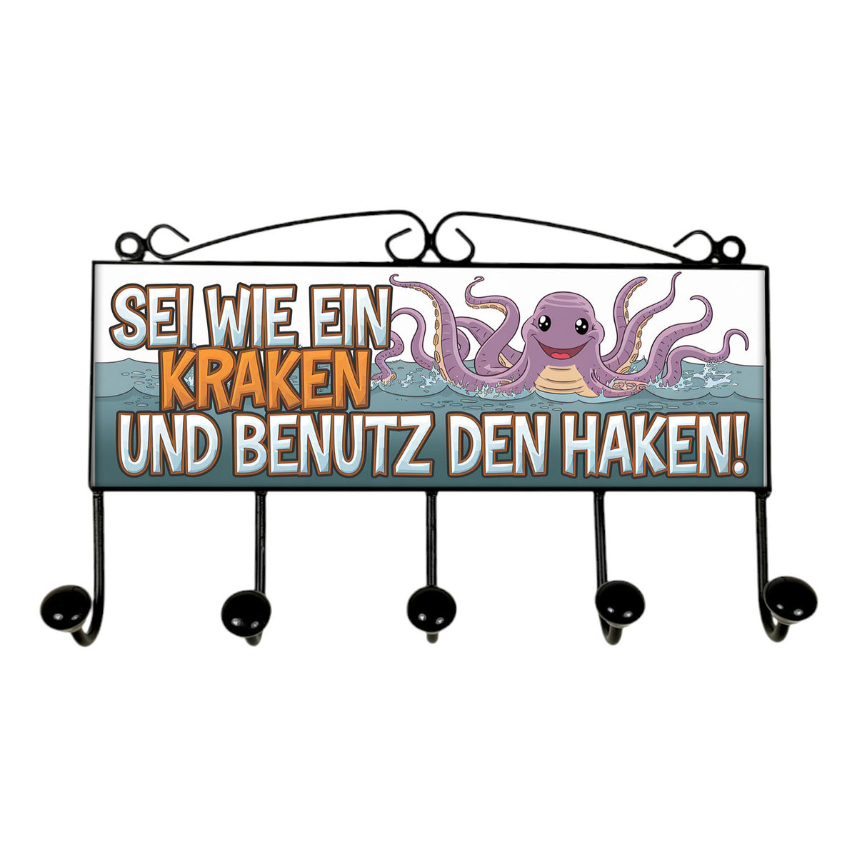 Sei wie ein Kraken und benutz den Haken! Kleiderhaken Leiste mit 3 Haken