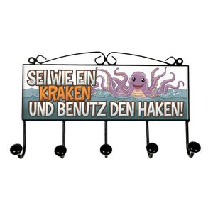 Sei wie ein Kraken und benutz den Haken! Kleiderhaken Leiste mit 3 Haken