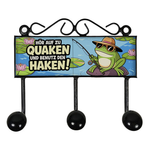 Hör auf zu quaken und benutz den Haken! Kleiderhaken Leiste mit 3 Haken mit Frosch