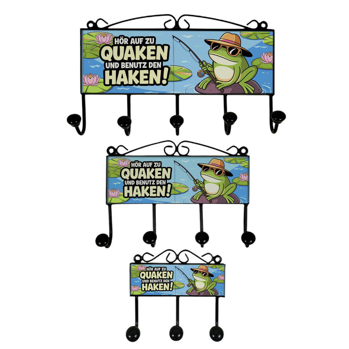 Hör auf zu quaken und benutz den Haken! Kleiderhaken Leiste mit 3 Haken mit Frosch