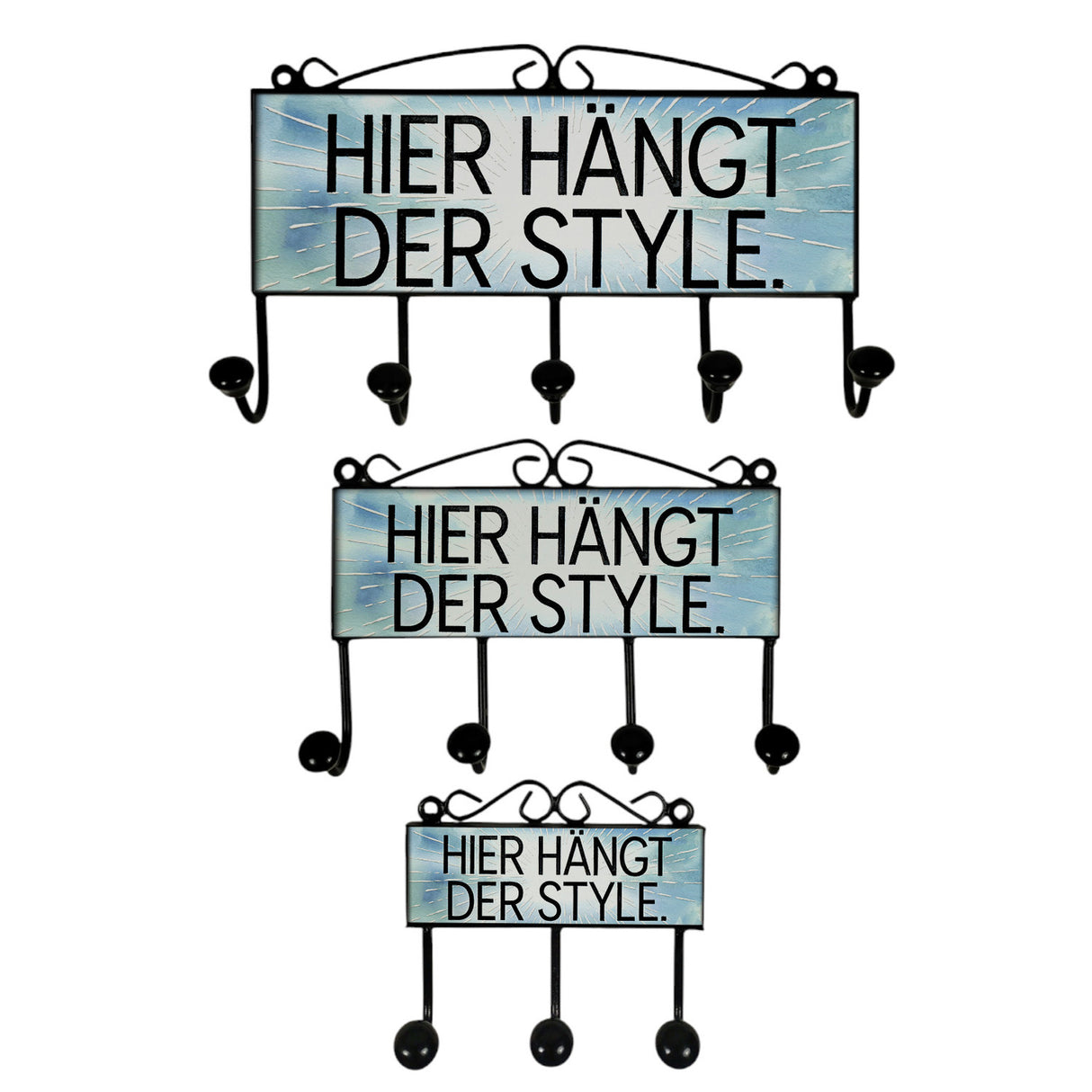 Hier hängt der Style Kleiderhaken Leiste mit 3 Haken Aquarell