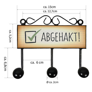 Abgehakt! Wortwitz Kleiderhaken Leiste mit 3 Haken