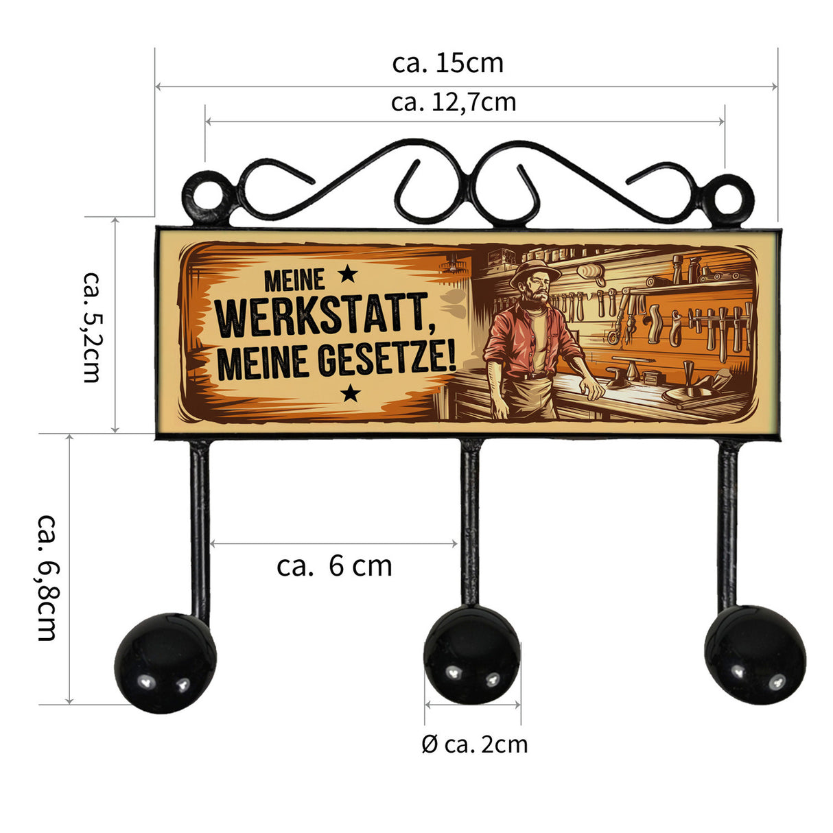 Meine Werkstatt, meine Gesetze Kleiderhaken Leiste mit 3 Haken