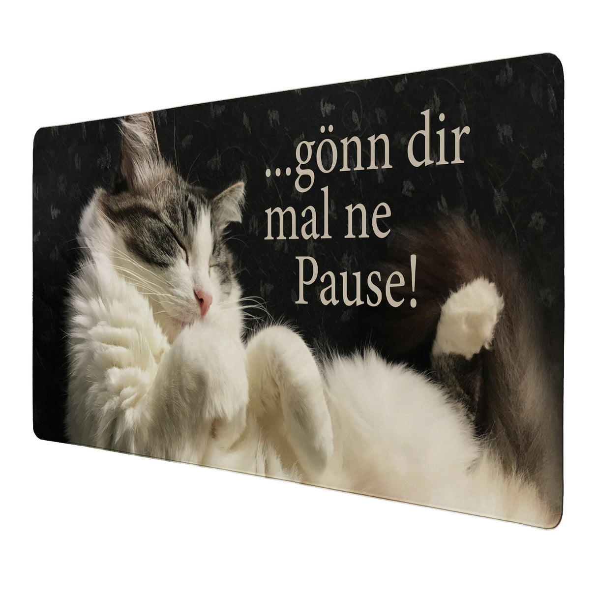 Katze Schreibtischunterlage 69x31cm XXL Mauspad mit Spruch: Gönn dir mal ne Pause!