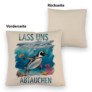 Lass uns abtauchen Pinguin Kissen Unterwasserszene